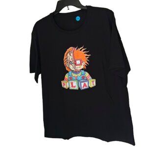 Woman's Plus Size Cotton Horror Figure Chucky & Tommy PLAY Print T-shirt XXL